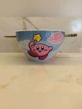 Bioworld Kirby Ceramic Ramen Bowl with Star Wand Design Nintendo Dreamland